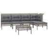vidaXL 6-tlg. Garten-Lounge-Set mit Kissen Grau Poly Rattan