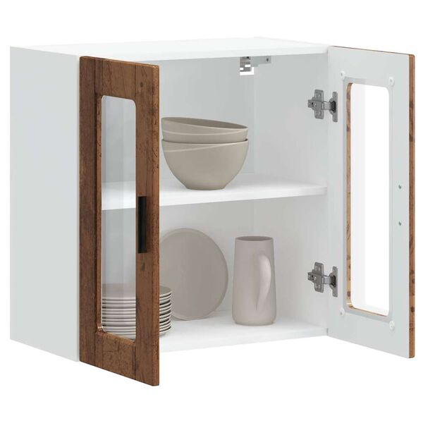 vidaXL K&uuml;chen-H&auml;ngeschrank mit Glast&uuml;r Porto Altholz-Optik