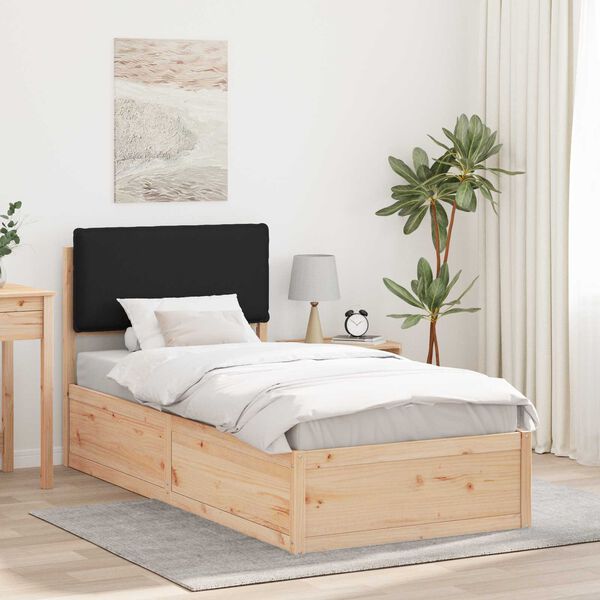 vidaXL Bettgestell mit gepolstertem Kopfteil Schwarz 80 x 200 cm
