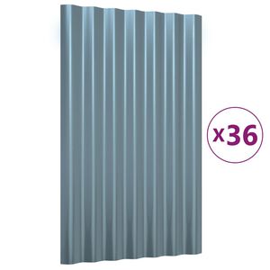 vidaXL Dachpaneele 36 Stk. Verzinkter Stahl Grau 60x36 cm