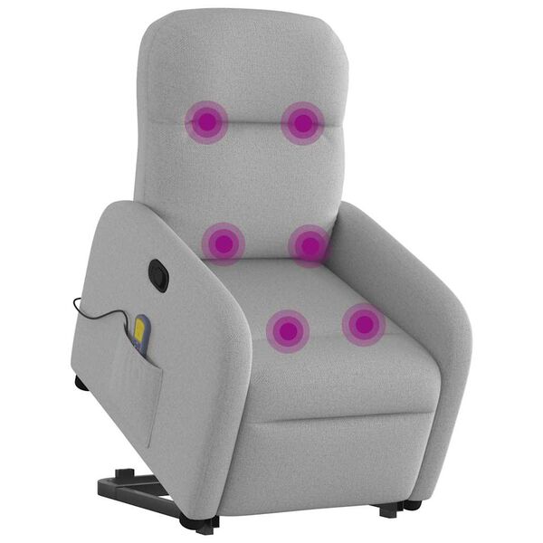vidaXL Massagesessel mit Aufstehhilfe Wolkengrau Stoff