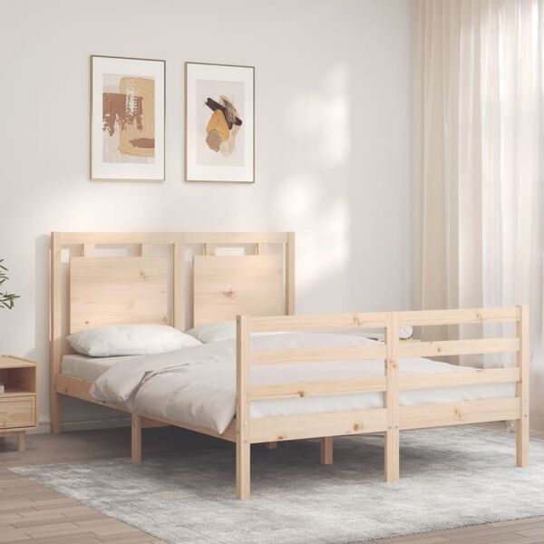 vidaXL Massivholzbett mit Kopfteil