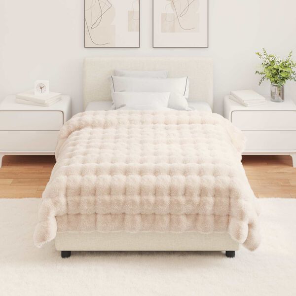 vidaXL Kunstfell Kaninchenfell Decke Beige 130 x 150 cm Polyester