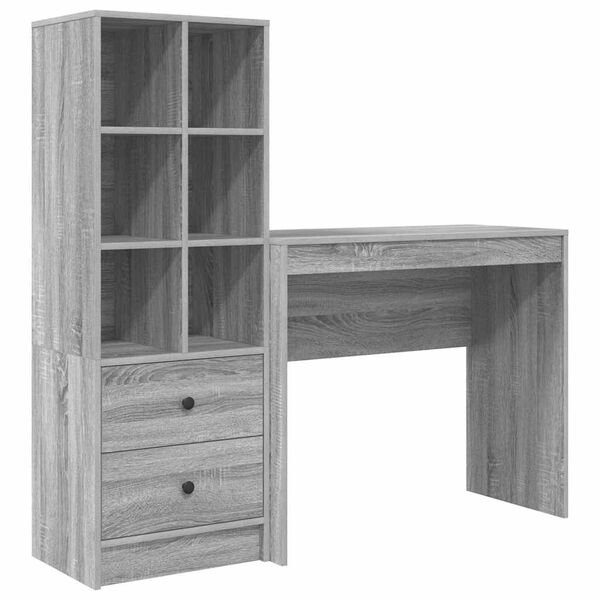 vidaXL Schreibtisch mit Schubladen 2 pcs Graues Sonoma