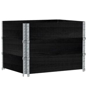 vidaXL Paletten-Aufsatzrahmen 3 Stk. Schwarz 80x60cm Massivholz Kiefer