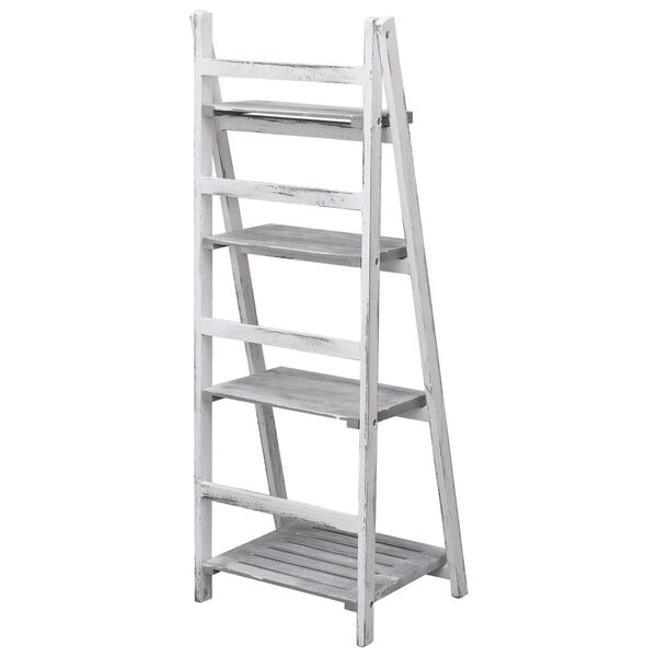 vidaXL 4-stufiger Blumenst&auml;nder Grau 43&times;33&times;113 cm Holz
