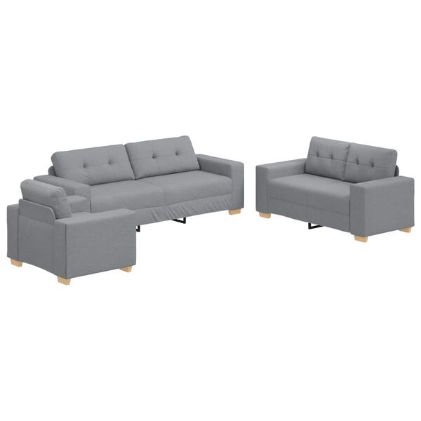 vidaXL | Sofa Set | mit Kissen mit Kissen Grau Stoff