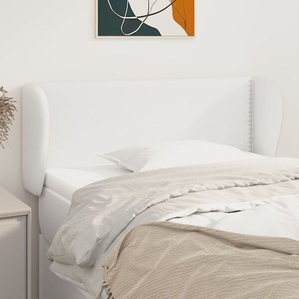 vidaXL Kopfteil mit Ohren Wei&szlig; 83x23x78/88 cm Kunstleder