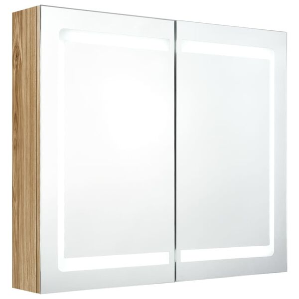 vidaXL LED-Spiegelschrank f&uuml;rs Bad Eichen-Optik 80x12x68 cm