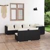 vidaXL 7-tlg. Garten-Lounge-Set mit Kissen Schwarz Poly Rattan