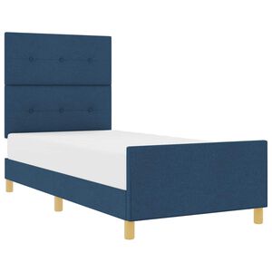 vidaXL Bettgestell mit Kopfteil Blau 100 x 200 cm Stoff