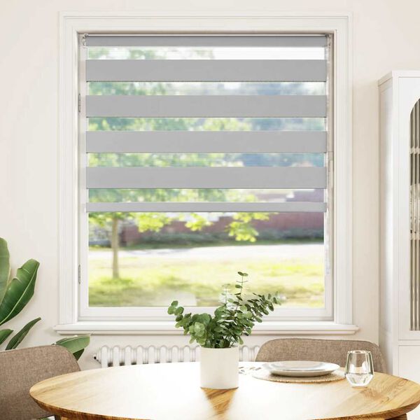 vidaXL Doppelrollo Hellgrau 115x100 cm Stoffbreite 110,9 cm Polyester