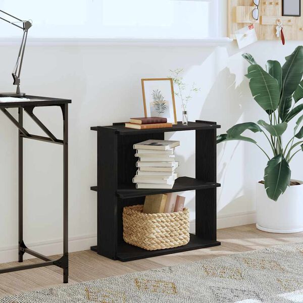 vidaXL B&uuml;cherregal 3 B&ouml;den Schwarz 60x30x60 cm Holzwerkstoff