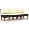 vidaXL Mittelsofas 3 Stk. Poly Rattan und Eukalyptus Massivholz