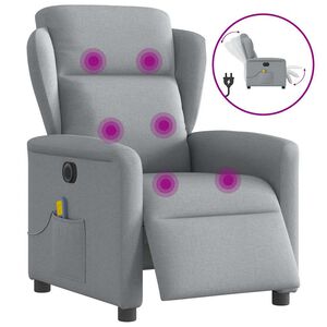 vidaXL Massagesessel Elektrisch Hellgrau Stoff