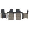 vidaXL Garten Essgruppe mit Kissen 7 pcs Grau Poly-Rattan