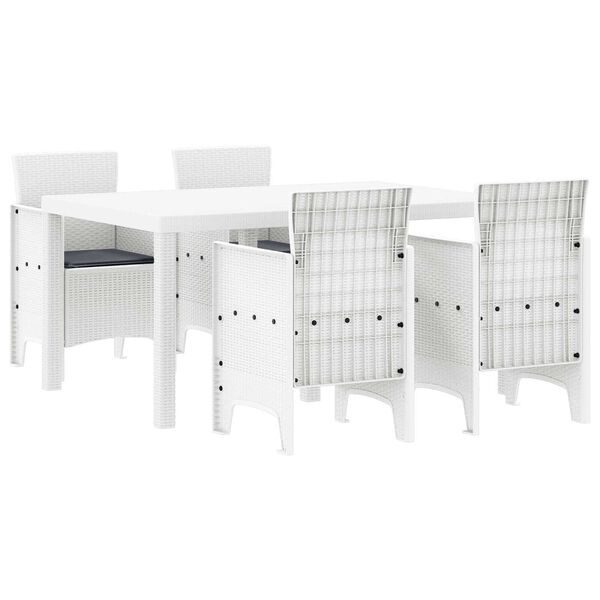 vidaXL Garten Essgruppe 5 pcs Wei&szlig; Polt Rattan