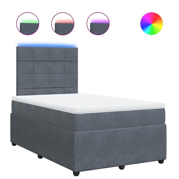 vidaXL Boxspringbett mit Matratze Dunkelgrau 120x200 cm Samt