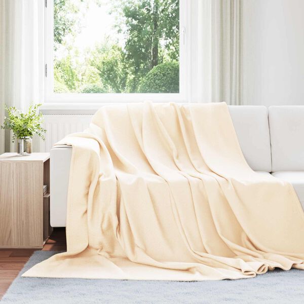 vidaXL &Uuml;berwurfdecke Creme 240 x 220 cm Fleece