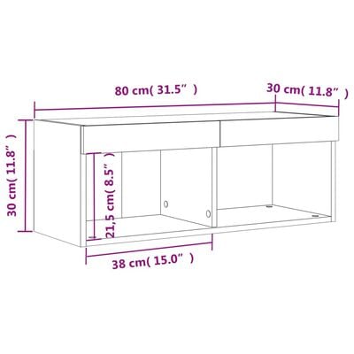 vidaXL TV-Schrank mit LED-Leuchten Betongrau 80x30x30 cm