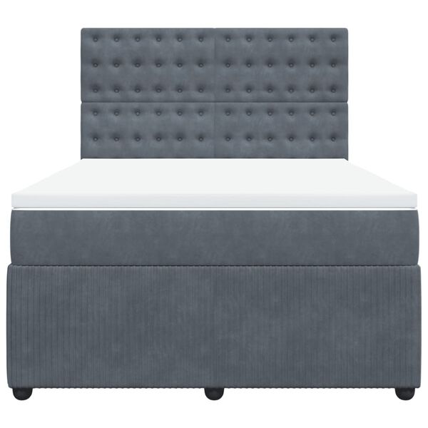 vidaXL Boxspringbett mit Matratze Dunkelgrau 140x190 cm Samt