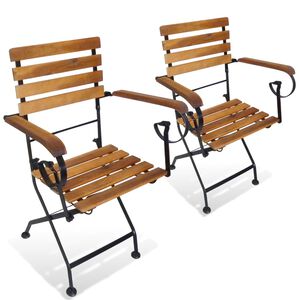 vidaXL Klappbare Gartenst&uuml;hle 2 Stk. Stahl und Massivholz Akazie
