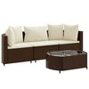 vidaXL 4-tlg. Garten-Sofagarnitur mit Kissen Braun Poly Rattan