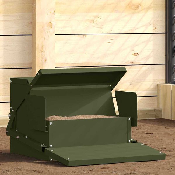 vidaXL H&uuml;hnertretfeeder Olive Gr&uuml;n 50 x 40 x 29 cm Kaltgewalzter Stahl