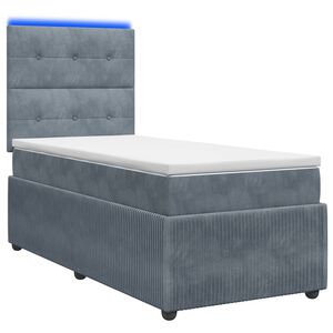 vidaXL LED Boxspringbett mit Matratze Dunkelgrau 80 x 200 cm Samt