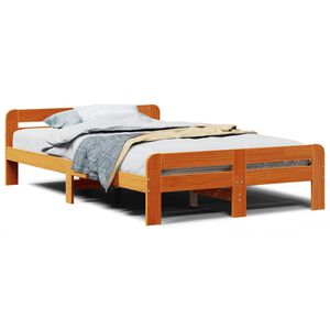 vidaXL Massivholzbett ohne Matratze Wachsbraun 120x190 cm Kiefernholz