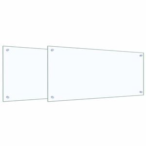 vidaXL K&uuml;chenr&uuml;ckwand 2 stk. Transparent 90 x 40 cm Geh&auml;rtetes Glas