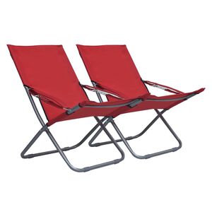 vidaXL Klappst&uuml;hle, 2 St&uuml;ck, Stoff, Rot