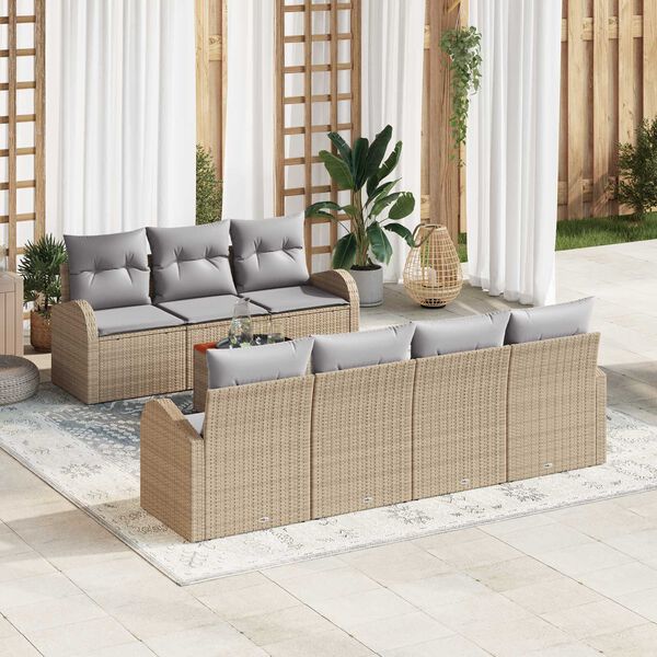 vidaXL Garten-Sofa-Set 8 pcs Beige und Hellgrau