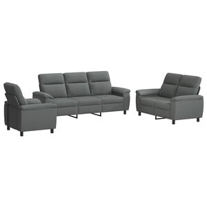 vidaXL Sofa-Set 3 pcs Dunkelgrau Stoff