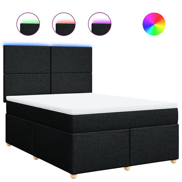 vidaXL Boxspringbett mit Matratze Schwarz 140x200 cm Stoff