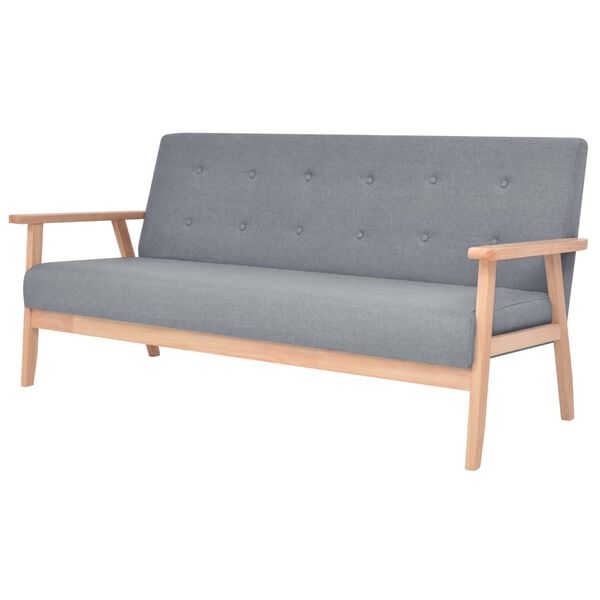 vidaXL Sofa-Set 3-tlg. Stoff Hellgrau