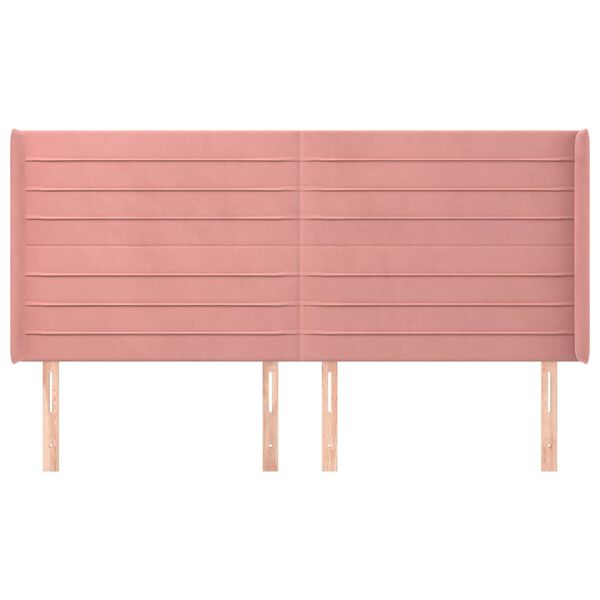 vidaXL Kopfteil mit Ohren Rosa 183x16x118/128 cm Samt