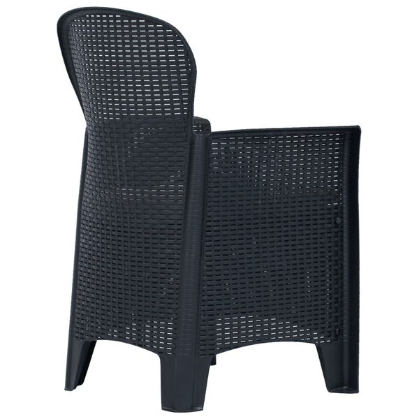 vidaXL 3-tlg. Bistro-Set Kunststoff Anthrazit Rattan-Optik