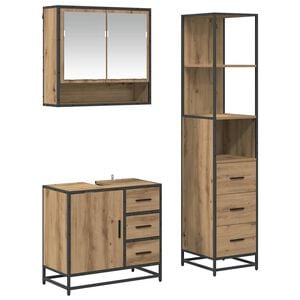vidaXL Badezimmerm&ouml;bel-Set 3 stk. Artisan-Eiche 35 x 37,5 x 166 cm