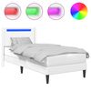 vidaXL Bettrahmen mit LED-Lichtleisten Wei&szlig; 80 x 200 cm Kunstleder