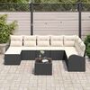 vidaXL Garten-Sofa-Set mit Kissen 9 pcs Schwarz Poly Rattan