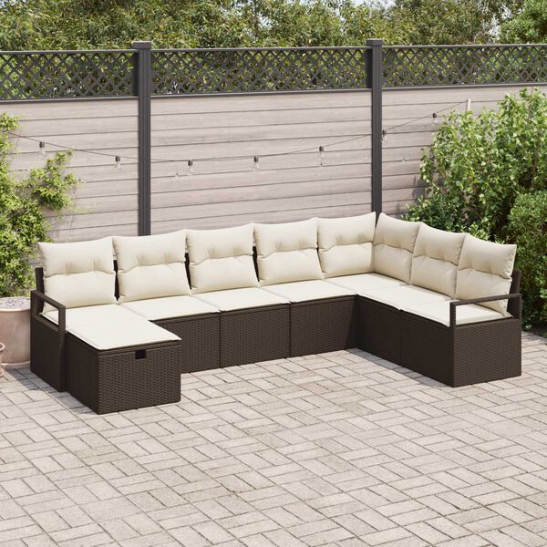 vidaXL Garten-Sofa-Set 8 pcs Braun Poly Rattan