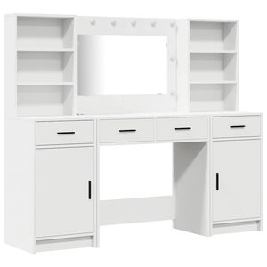 vidaXL Schminktischset mit LED 3 stk. Wei&szlig; 158,5 x 41 x 135 cm