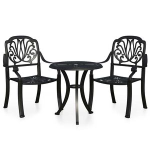 vidaXL 3-tlg. Bistro-Set Aluminiumguss Schwarz