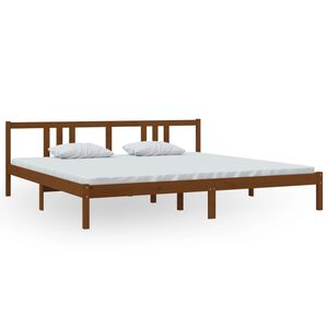 vidaXL Massivholzbett Honigbraun 200x200 cm