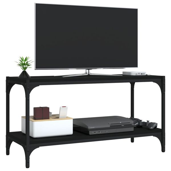 vidaXL TV-Schrank Schwarz 80x33x41 cm Holzwerkstoff und Stahl