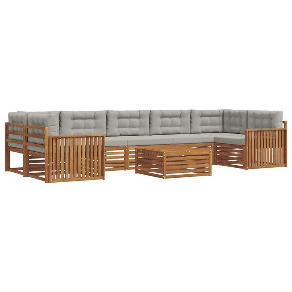 vidaXL Outdoor-Sofagarnitur mit Kissen 8 pcs Nat&uuml;rlich und Hellgrau