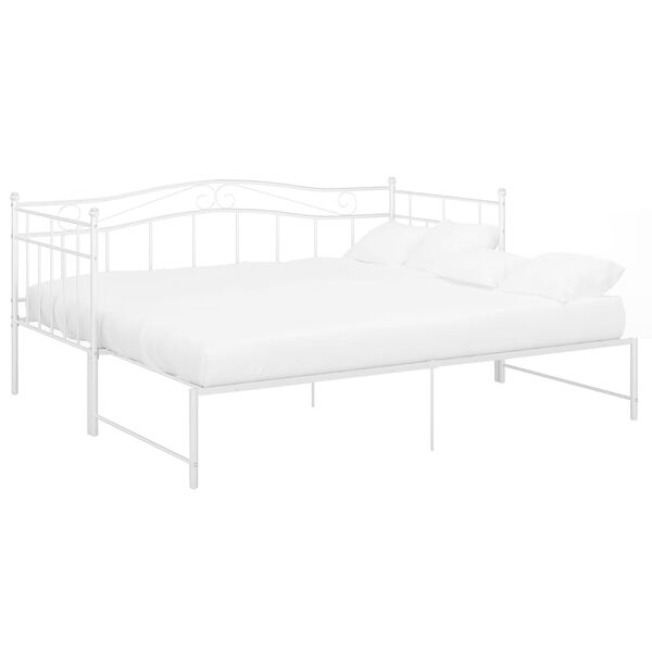 vidaXL Ausziehsofa Bettgestell Wei&szlig; Metall 90x200 cm