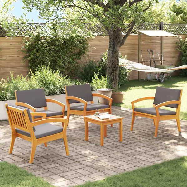 vidaXL Bistrogarnitur mit Kissen 5 pcs Braun Polyester