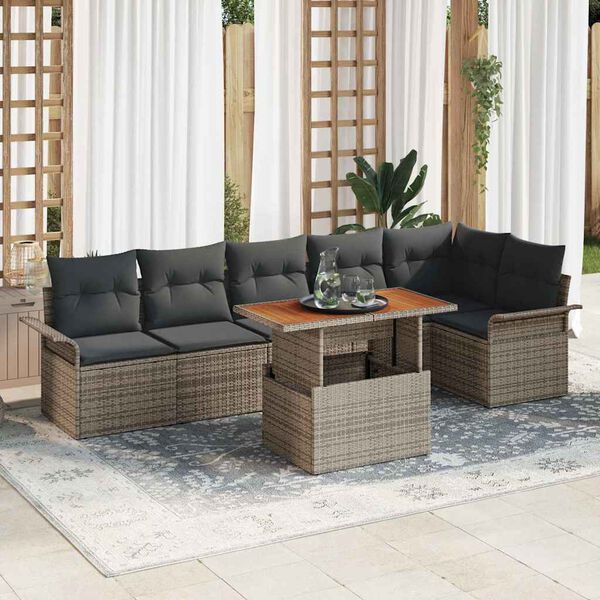 vidaXL Garten-Sofa-Set mit Kissen 7 pcs Grau